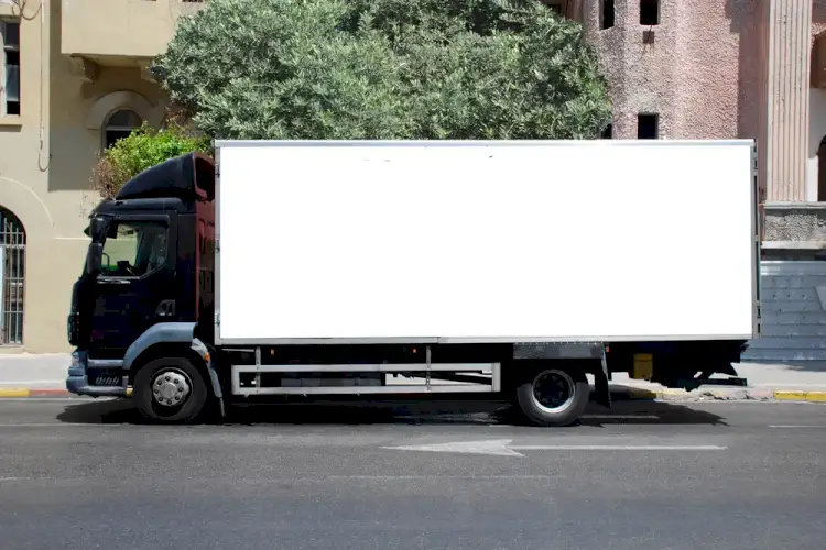 Truck with blank side for advertising